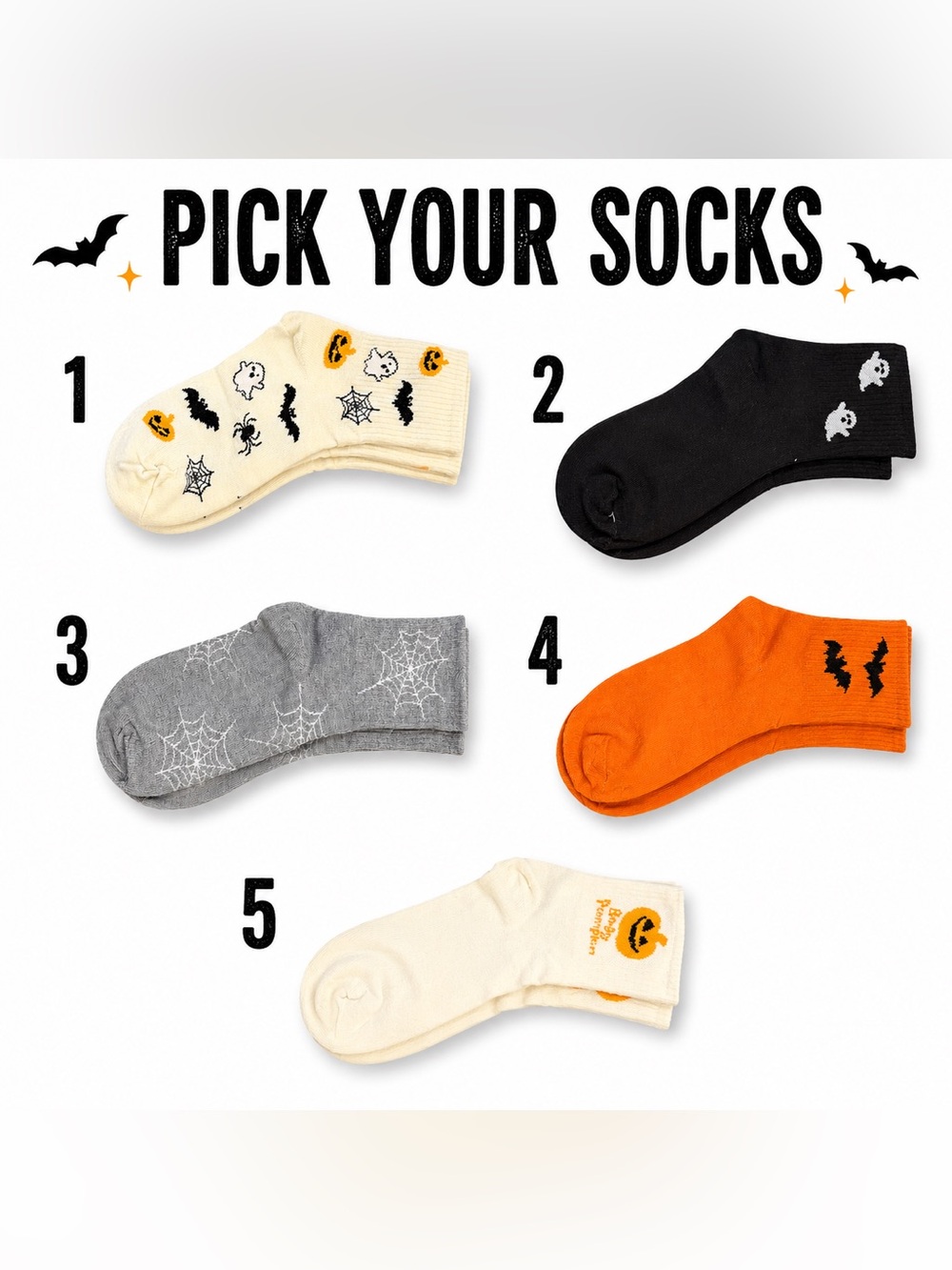 Pick your 🎃 Socks - Orange, Black, Gray, Cream